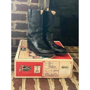 Women's Vintage Justin Roper Kipskin Cowboy Boots BLACK Size 6.5 B L3703
